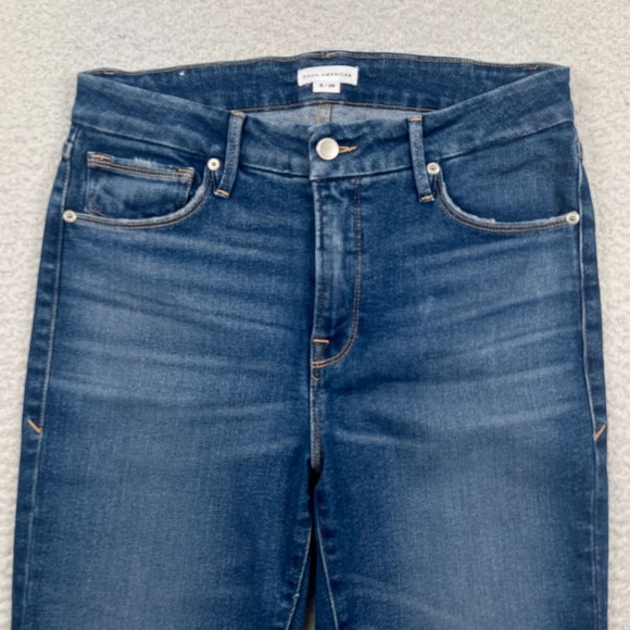 Good American Cigarette Jeans Womens 8/29 Distressed Stretch Shark Bite Hem - Picture 9 of 10